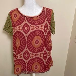 🍋 Scotch & Soda - Maison Scotch  -layered Ikat print poly top, S